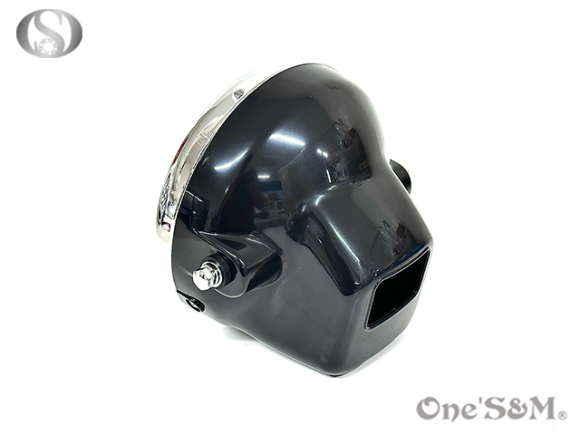 イエローガラスレンズ 丸型ヘッドライト H4球付き ブラックケース Q2-4BK